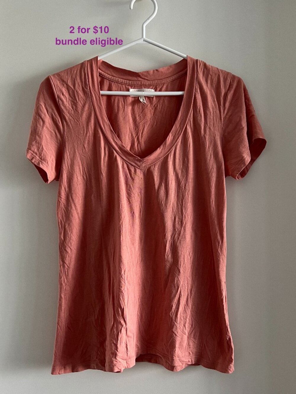 Ribbon Luxe V-Neck Short-Sleeve Loose Fit Shirt in Peach Orange